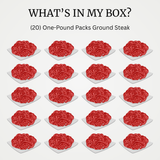 Grass-Fed Ground Steak - Premium Blend - 20 Pound Box